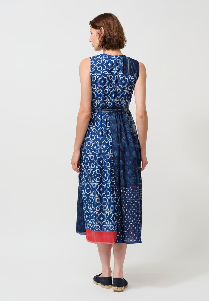 Injiri Cotton & Silk Sleeveless Wrap Dress in Indigo Blue