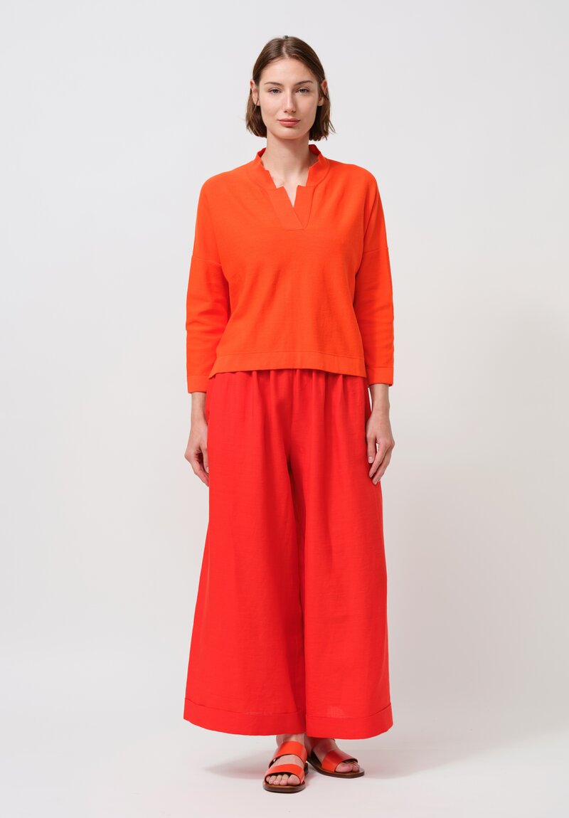 Daniela Gregis Cotton Long-Sleeve Donna Polo Sweater in Orange
