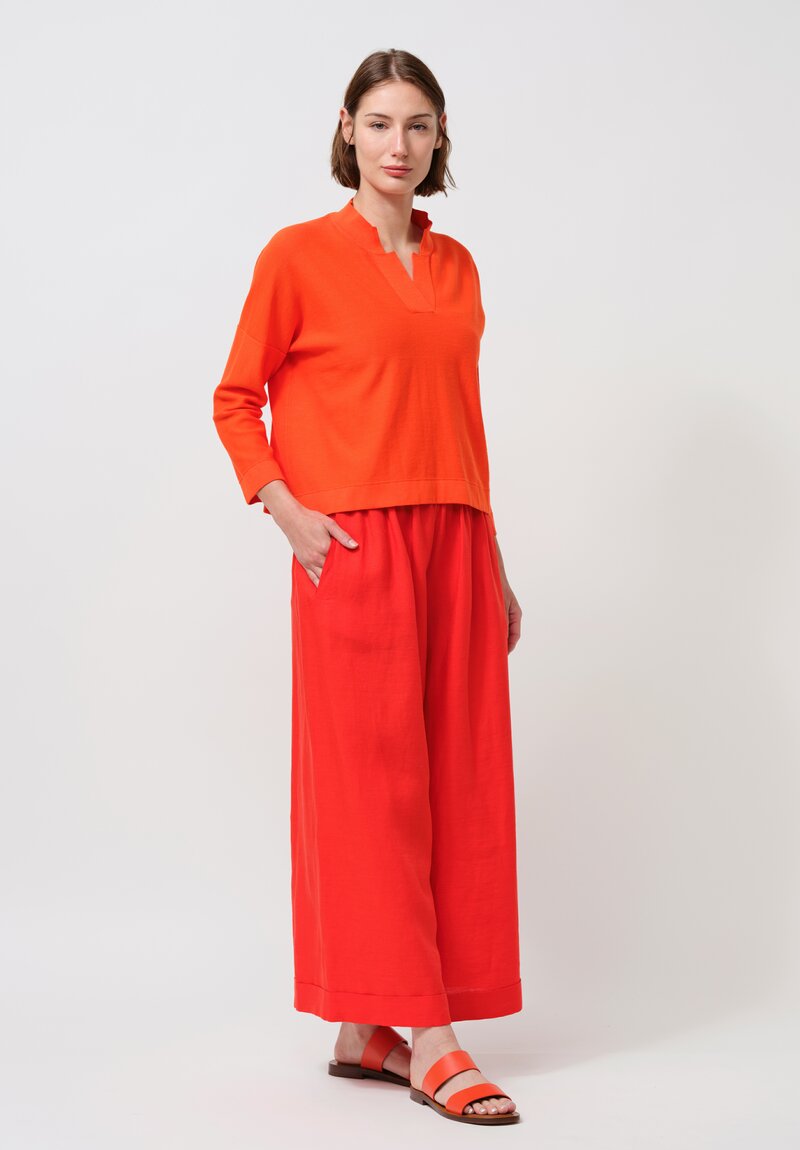 Daniela Gregis Cotton Long-Sleeve Donna Polo Sweater in Orange