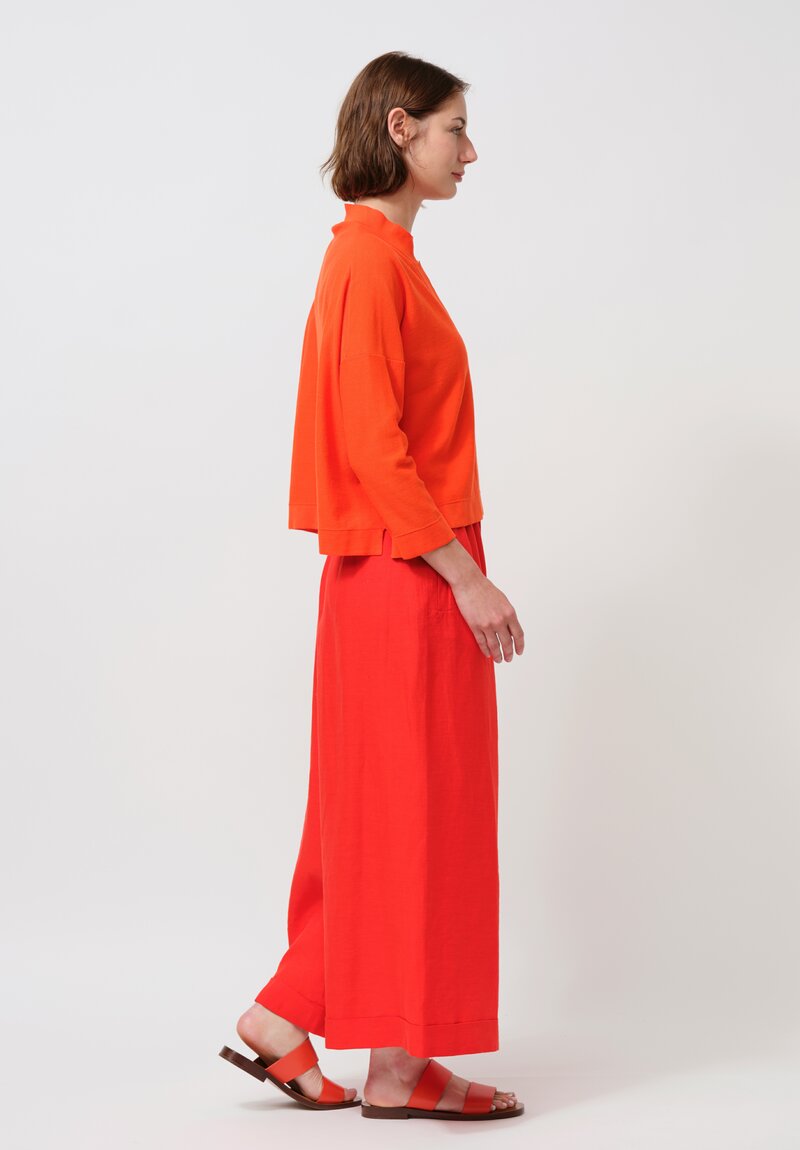 Daniela Gregis Cotton Long-Sleeve Donna Polo Sweater in Orange