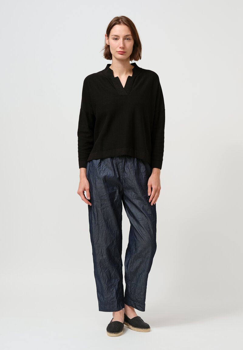 Daniela Gregis Cotton Long-Sleeve Donna Polo Sweater in Jet Black