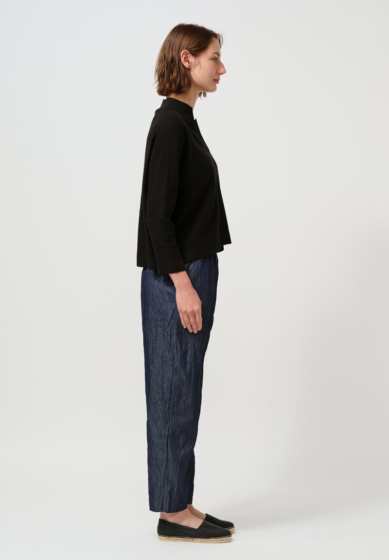 Daniela Gregis Cotton Long-Sleeve Donna Polo Sweater in Jet Black