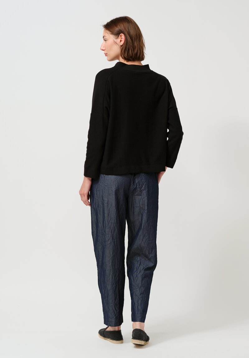 Daniela Gregis Cotton Long-Sleeve Donna Polo Sweater in Jet Black