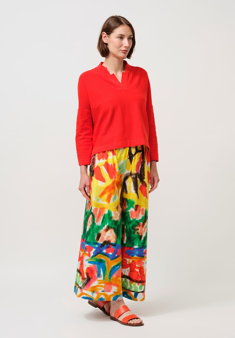 Daniela Gregis Cotton Pigiama Tasche Pants in Basilico Drawing