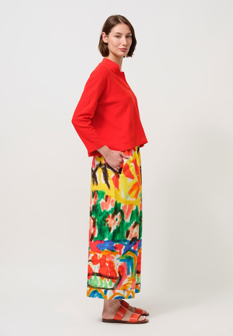 Daniela Gregis Cotton Pigiama Tasche Pants in Basilico Drawing