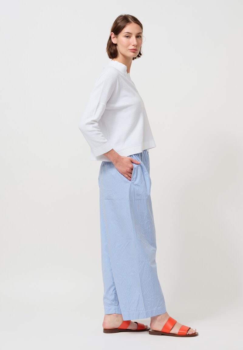 Daniela Gregis Washed Cotton Pigiama Fondo Stretto Pants in Blue Stripes