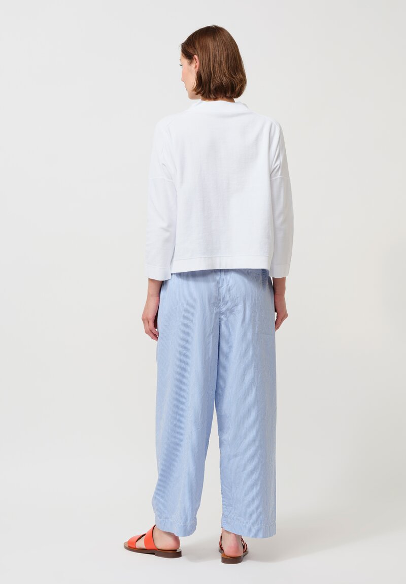 Daniela Gregis Washed Cotton Pigiama Fondo Stretto Pants in Blue Stripes