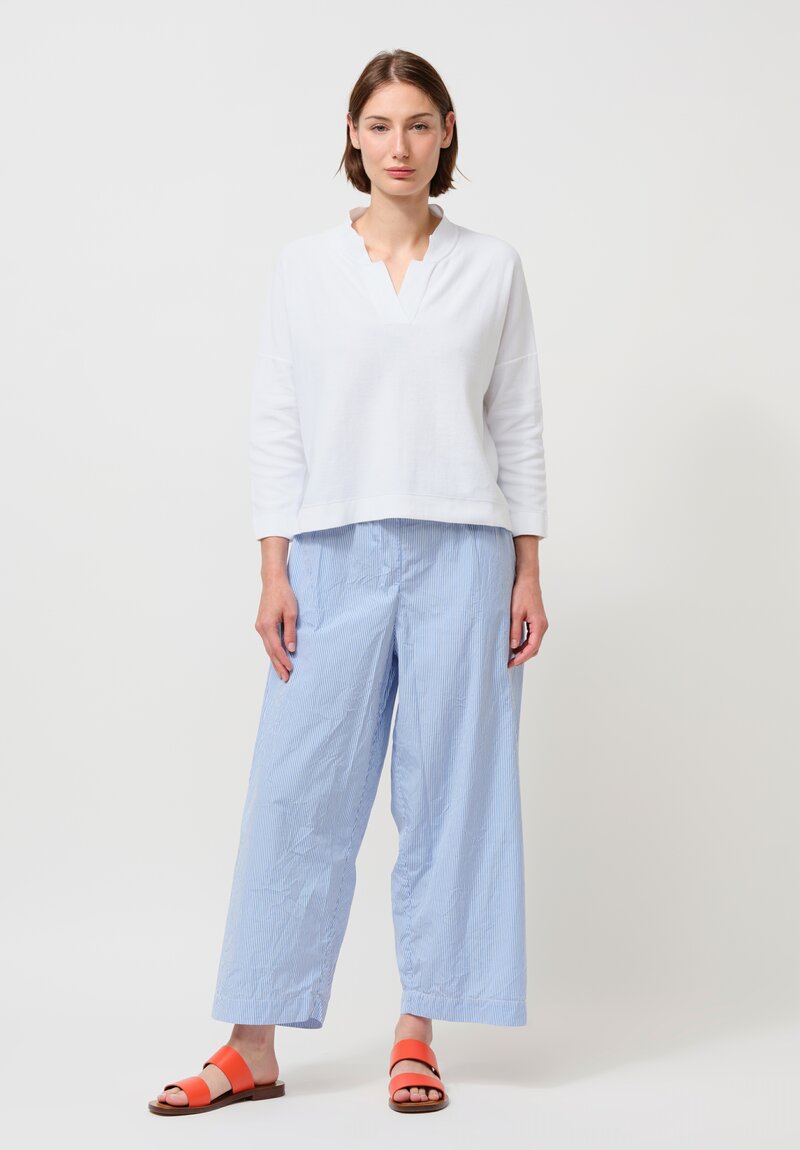 Daniela Gregis Washed Cotton Pigiama Fondo Stretto Pants in Blue Stripes