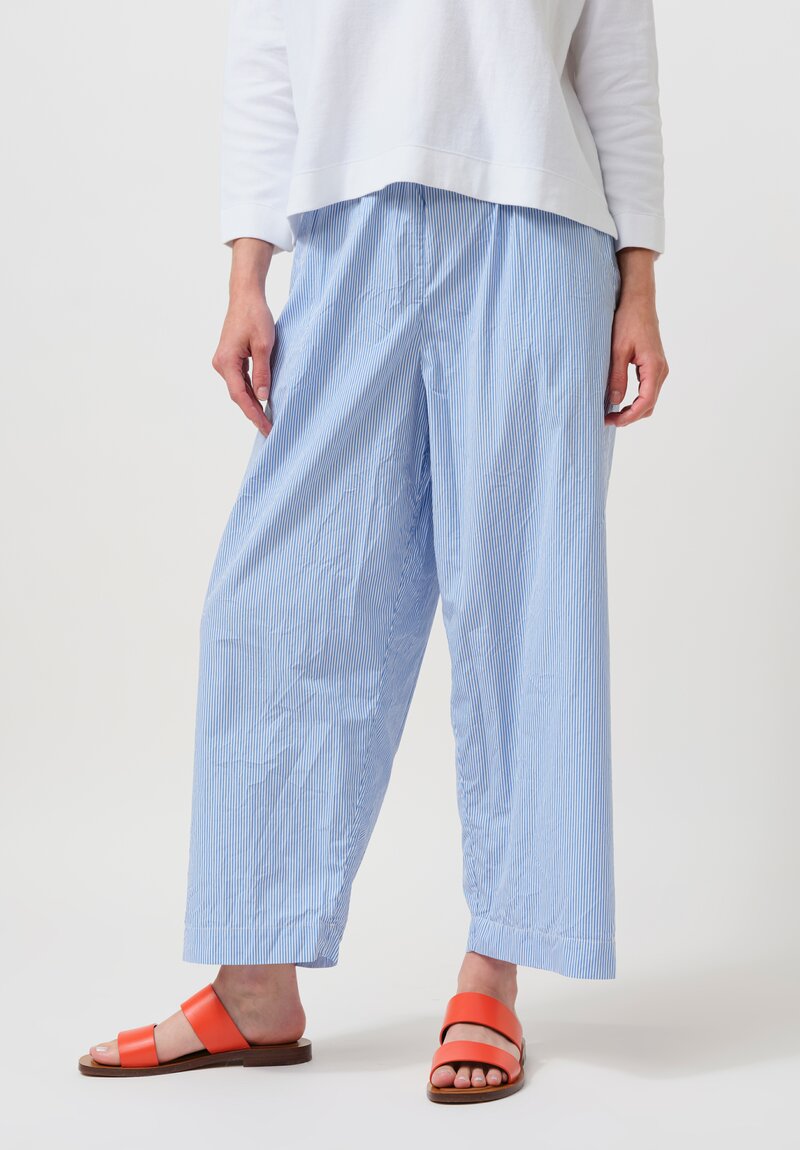 Daniela Gregis Washed Cotton Pigiama Fondo Stretto Pants in Blue Stripes