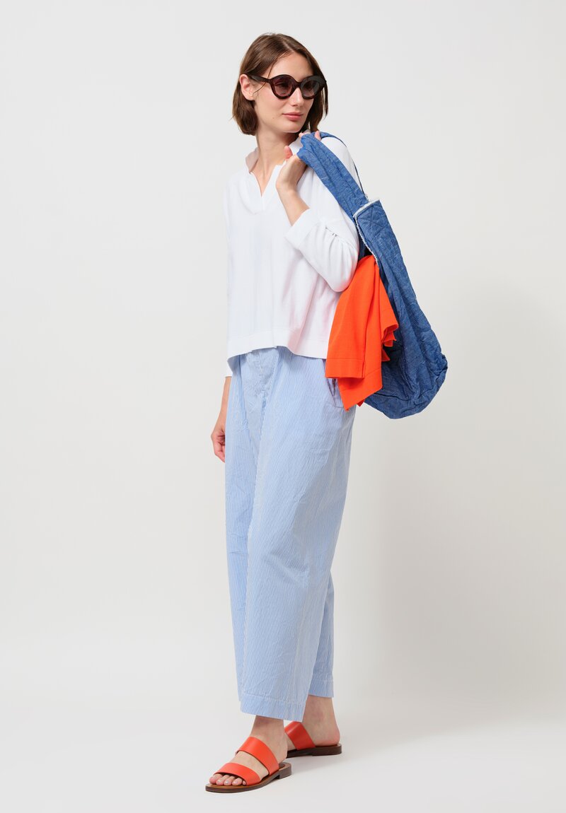 Daniela Gregis Washed Cotton Pigiama Fondo Stretto Pants in Blue Stripes