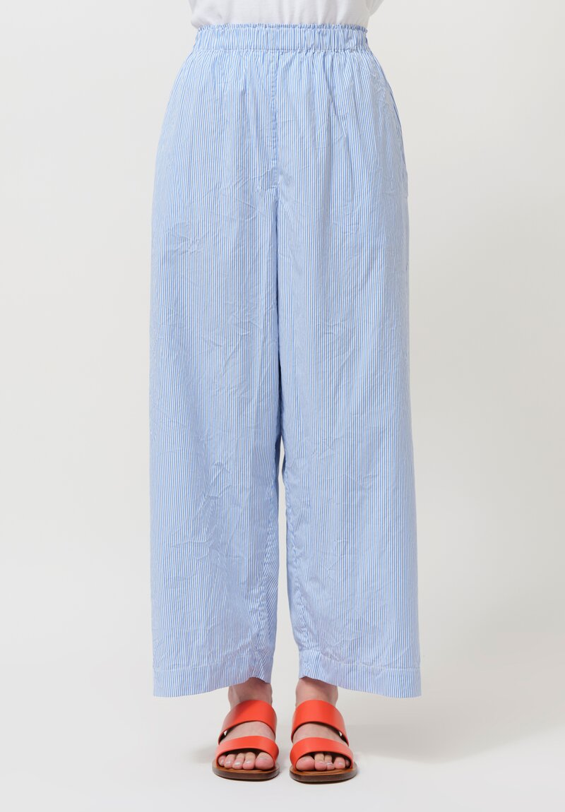 Daniela Gregis Washed Cotton Pigiama Fondo Stretto Pants in Blue Stripes