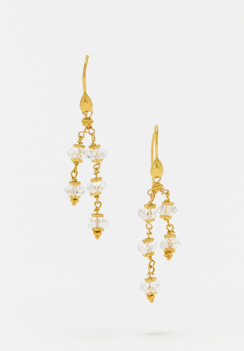 Greig Porter 18K Starbursts & Faceted Sapphires Dangle Earrings 2"