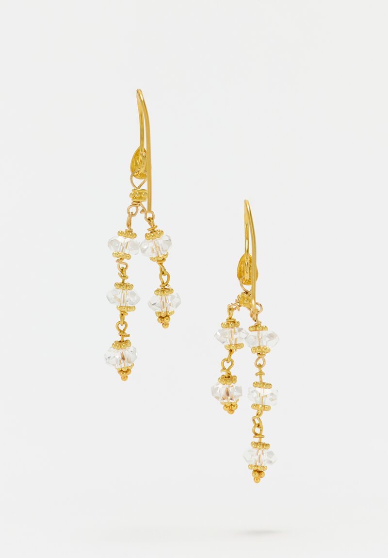 Greig Porter 18K Starbursts & Faceted Sapphires Dangle Earrings 2"