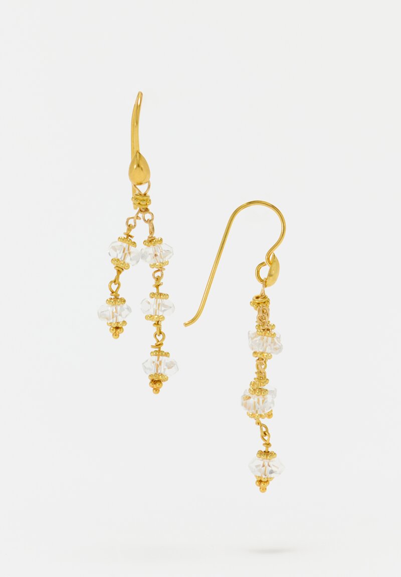 Greig Porter 18K Starbursts & Faceted Sapphires Dangle Earrings 2"