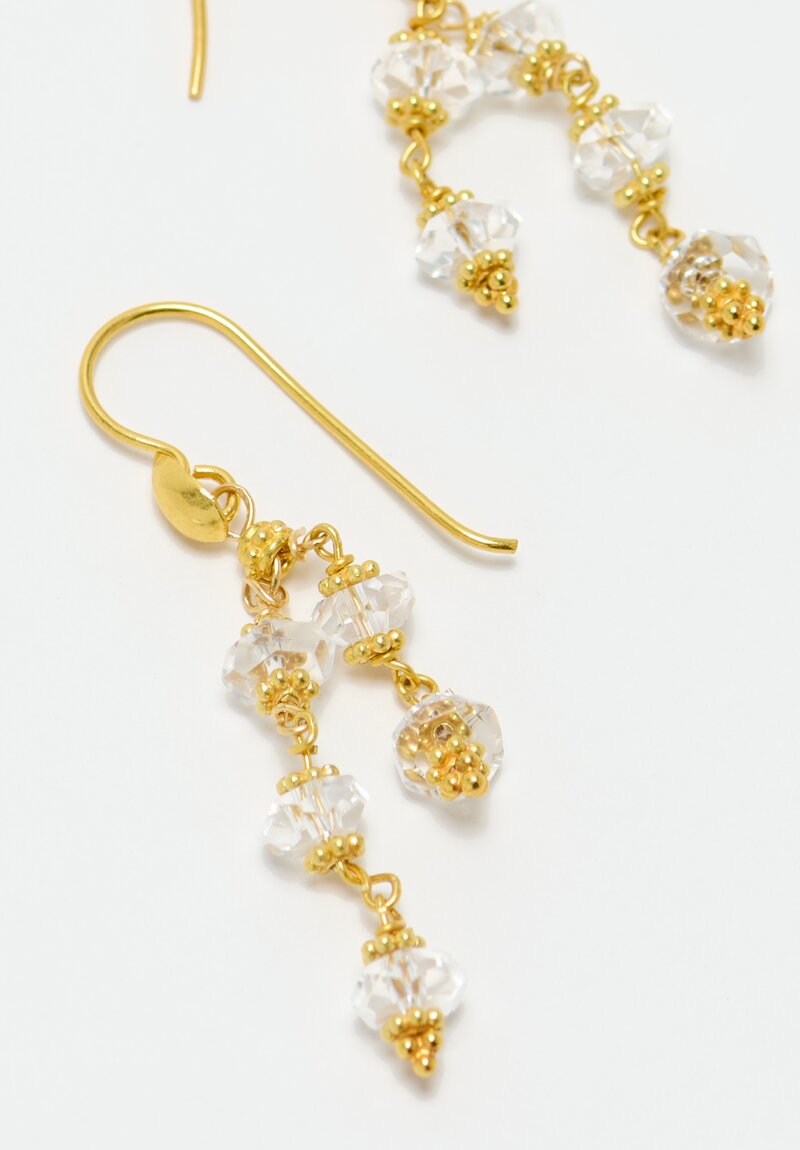 Greig Porter 18K Starbursts & Faceted Sapphires Dangle Earrings 2"