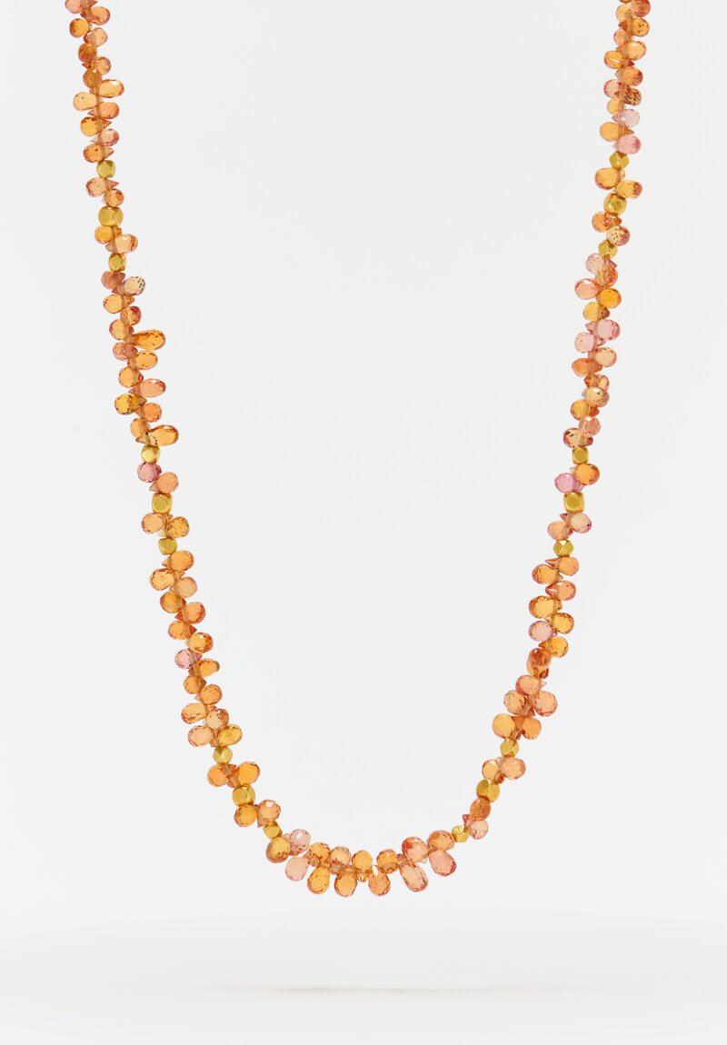 Greig Porter 18K Faceted Rounds & Faceted Orange Sapphire Droplets Necklace 19.5"