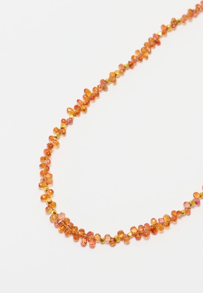 Greig Porter 18K Faceted Rounds & Faceted Orange Sapphire Droplets Necklace 19.5"