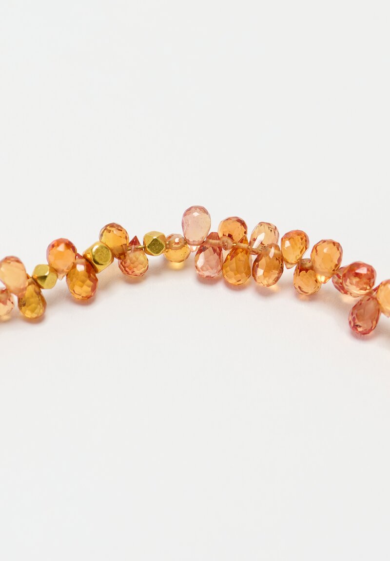 Greig Porter 18K Faceted Rounds & Faceted Orange Sapphire Droplets Necklace 19.5"