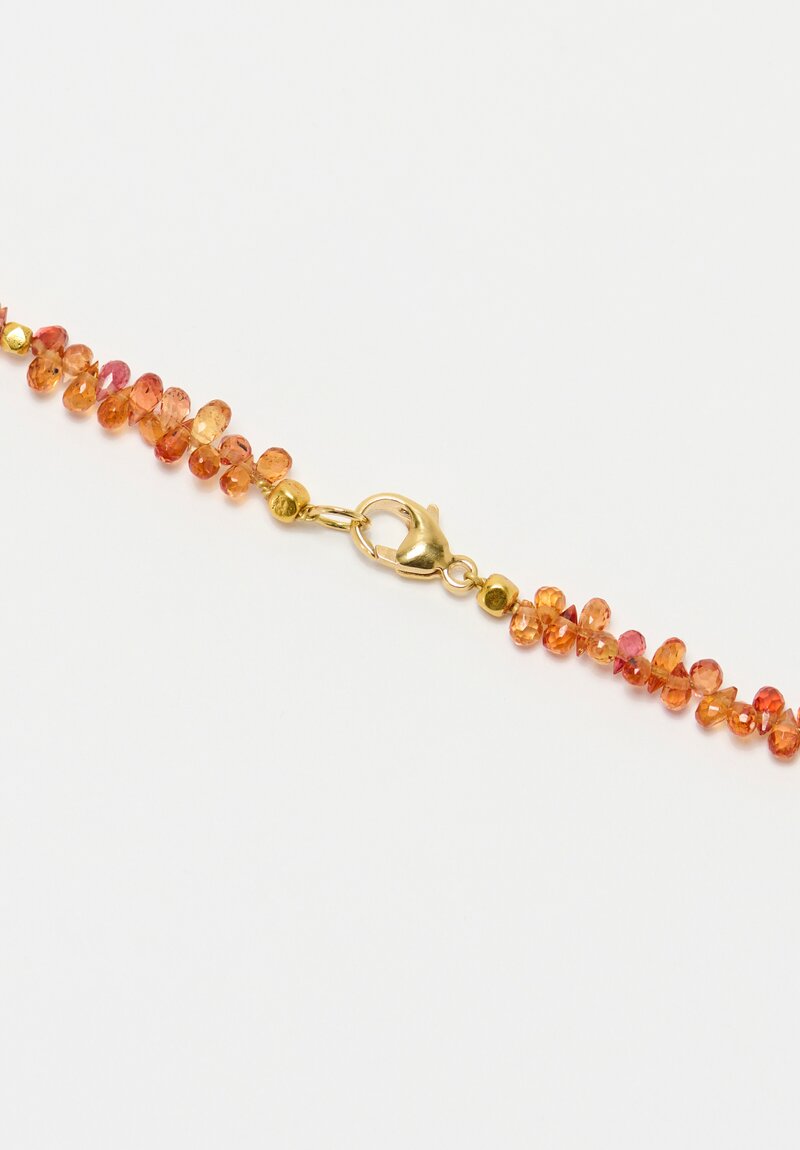Greig Porter 18K Faceted Rounds & Faceted Orange Sapphire Droplets Necklace 19.5"
