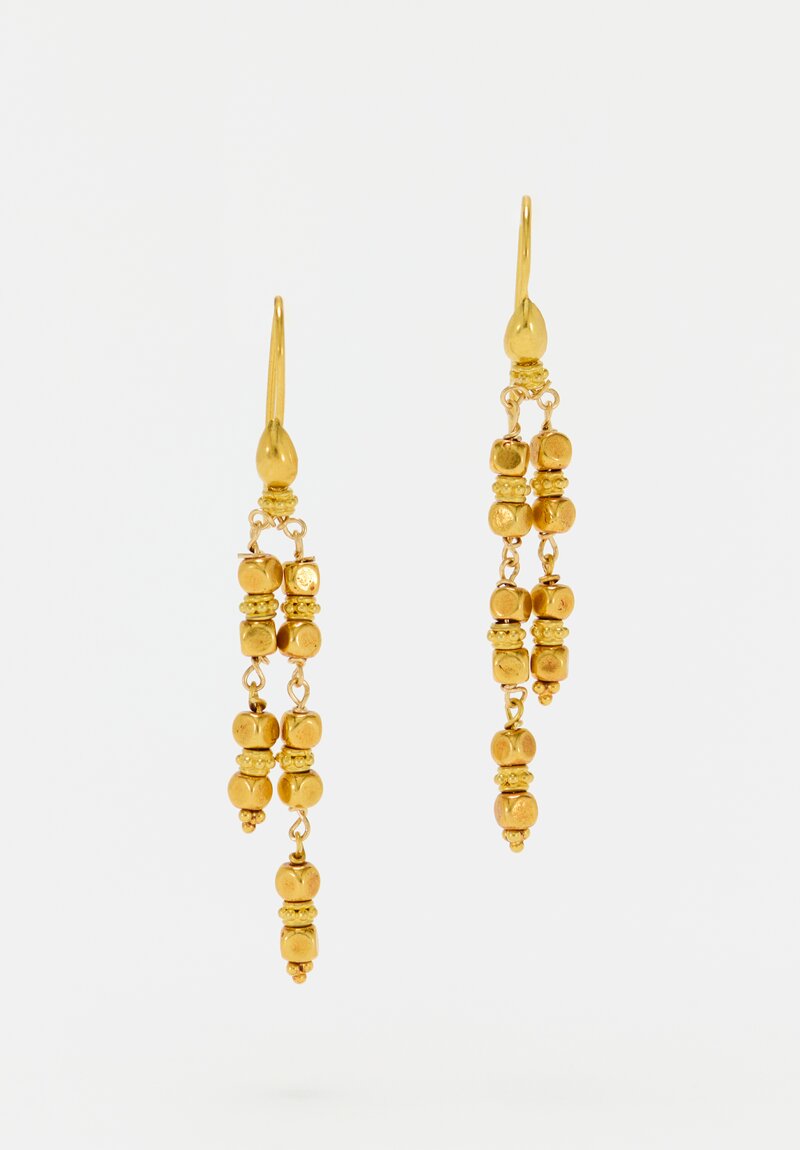 Greig Porter 18K Gold Cube Bead Double Strand Earrings