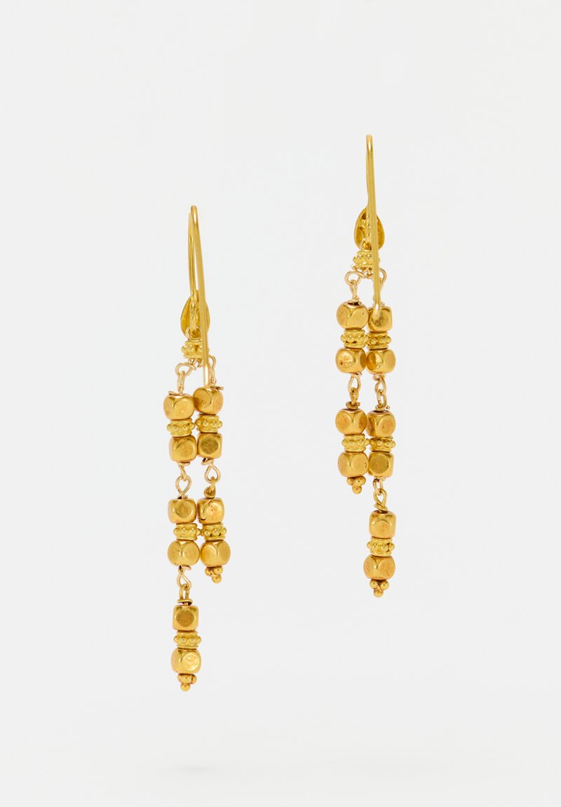Greig Porter 18K Gold Cube Bead Double Strand Earrings