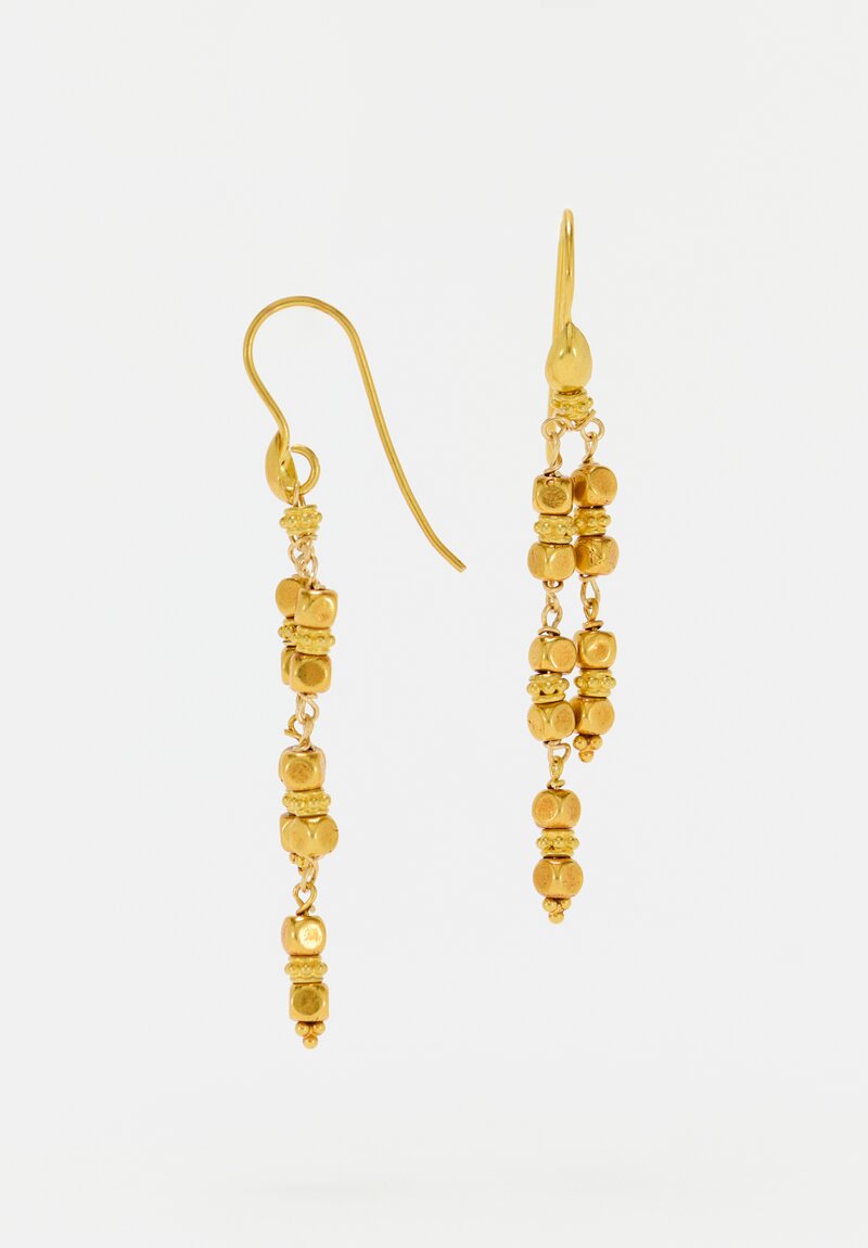 Greig Porter 18K Gold Cube Bead Double Strand Earrings