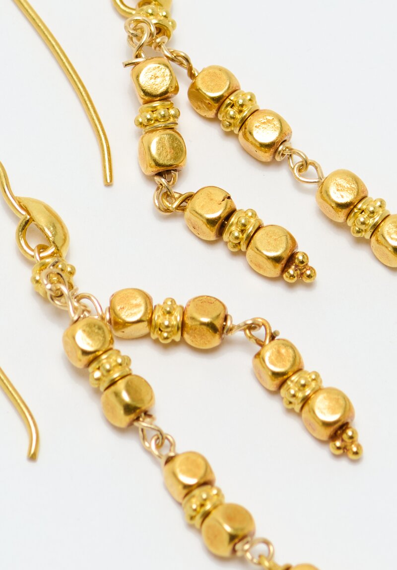 Greig Porter 18K Gold Cube Bead Double Strand Earrings