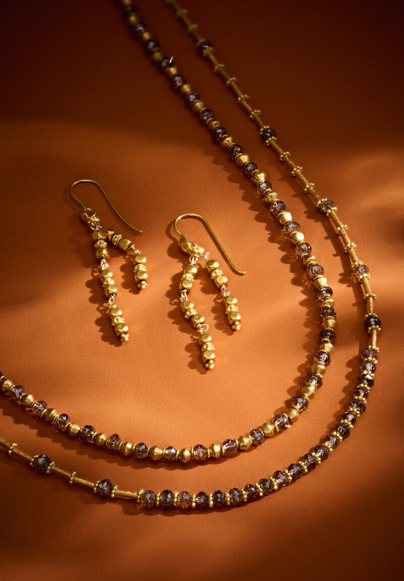 Greig Porter 18K Gold Cube Bead Double Strand Earrings