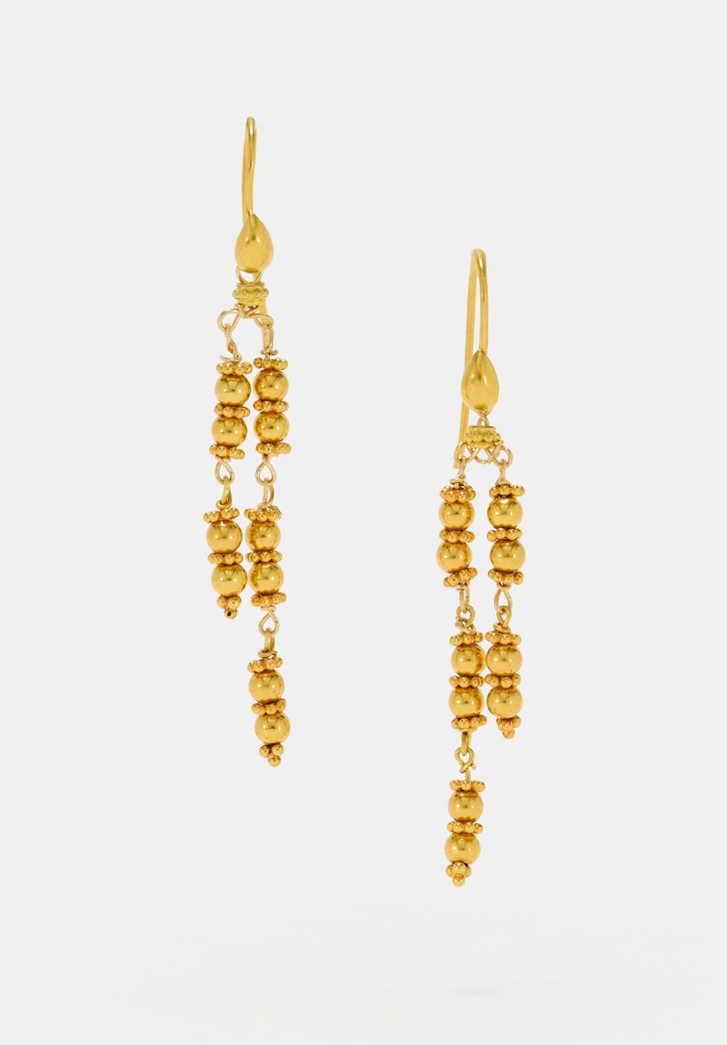 Greig Porter 18K Gold Sphere Bead Double Strand Earrings