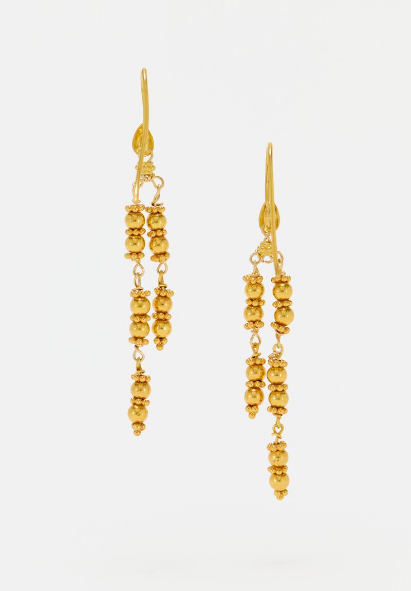 Greig Porter 18K Gold Sphere Bead Double Strand Earrings