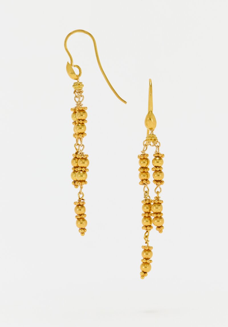 Greig Porter 18K Gold Sphere Bead Double Strand Earrings