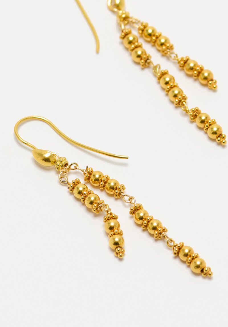 Greig Porter 18K Gold Sphere Bead Double Strand Earrings