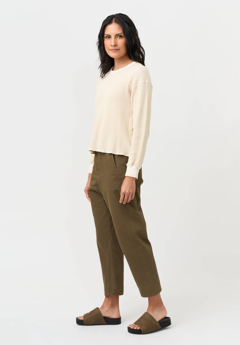 Cottle Cotton Silk "Noel" Waffle Long Sleeve Tee in Ecru Cream