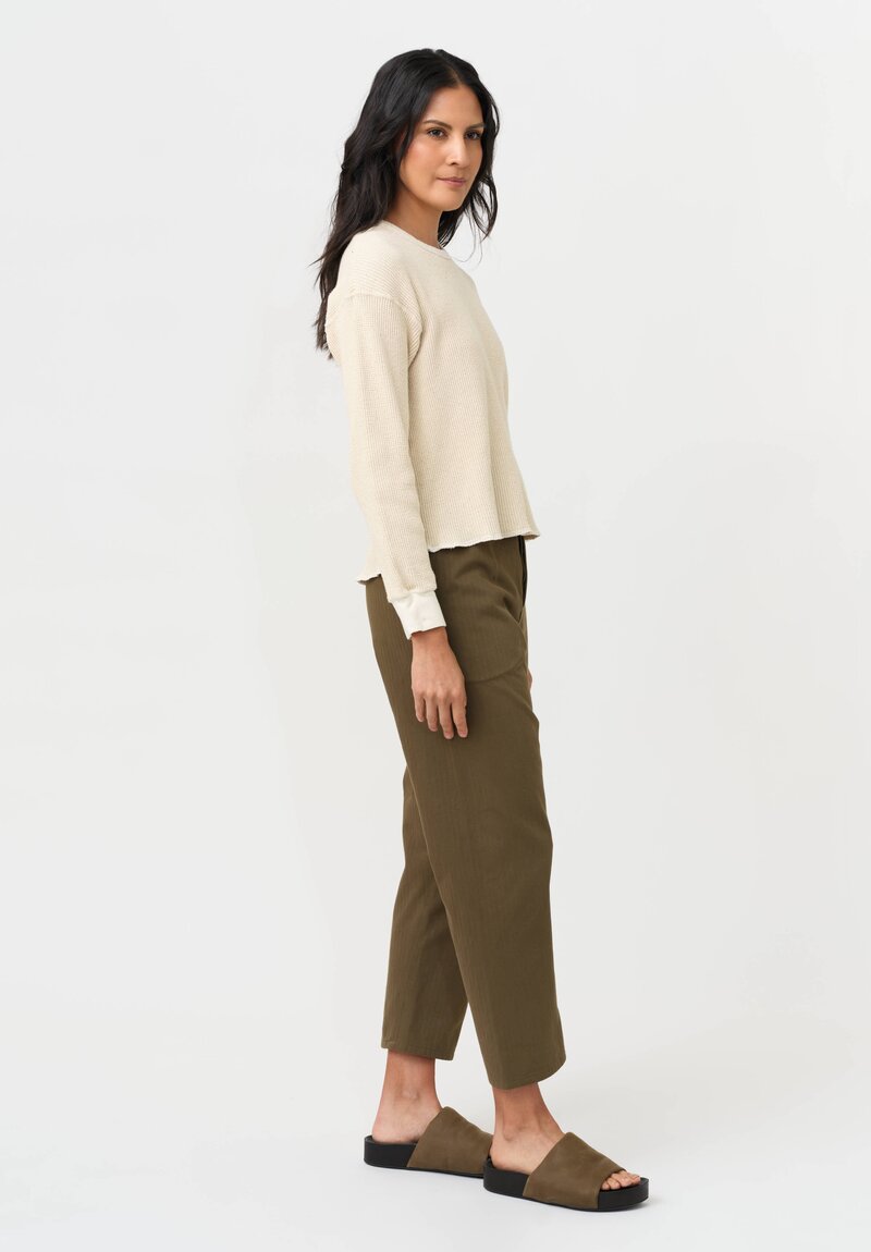 Cottle Cotton Silk "Noel" Waffle Long Sleeve Tee in Ecru Cream