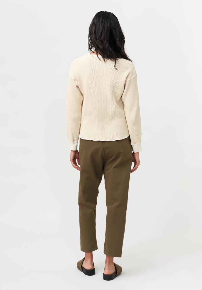Cottle Cotton Silk "Noel" Waffle Long Sleeve Tee in Ecru Cream