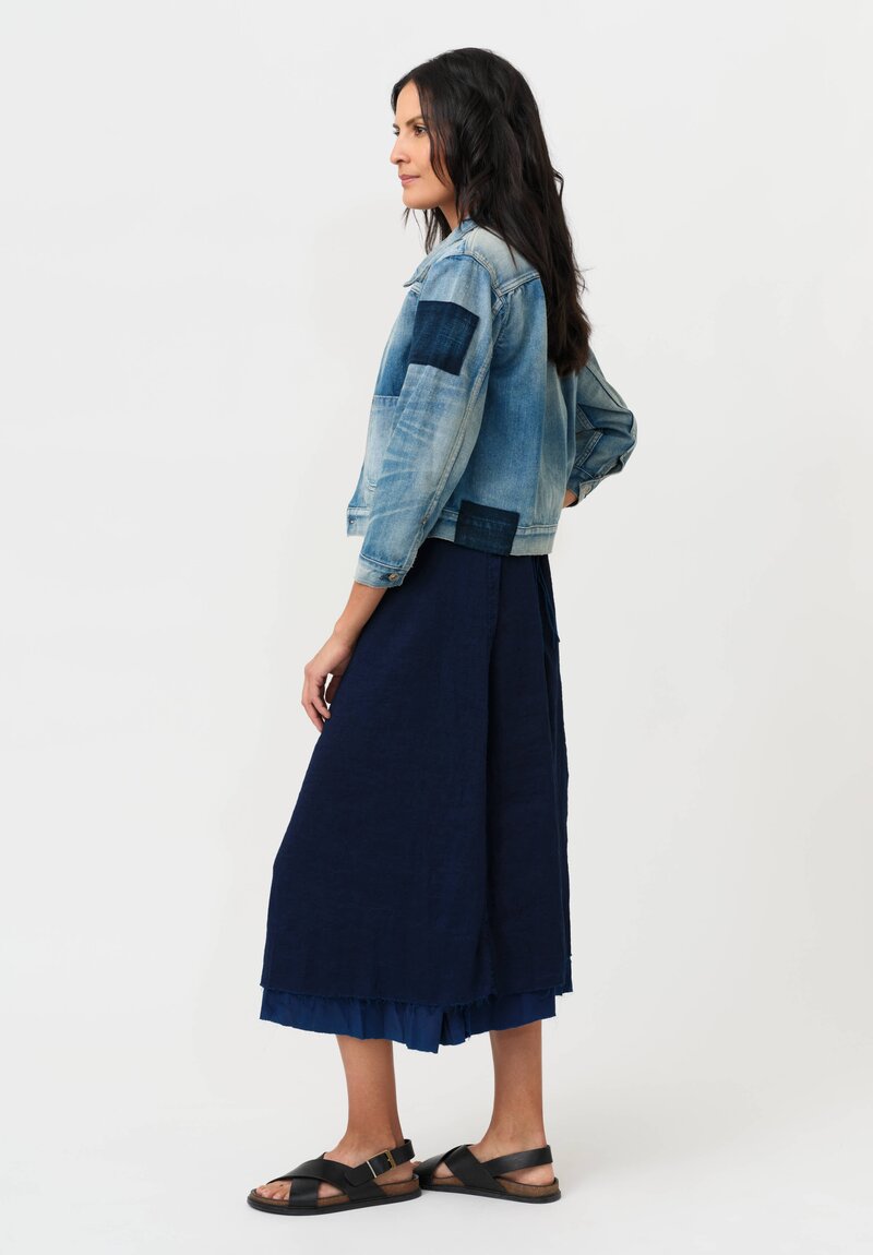 Cottle "Bingo Fushiori" Organic Cotton Denim Jacket in Patchwork Indigo