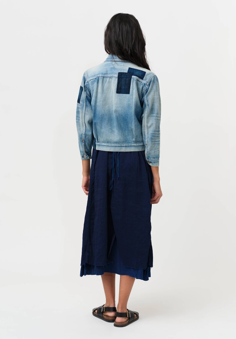 Cottle "Bingo Fushiori" Organic Cotton Denim Jacket in Patchwork Indigo