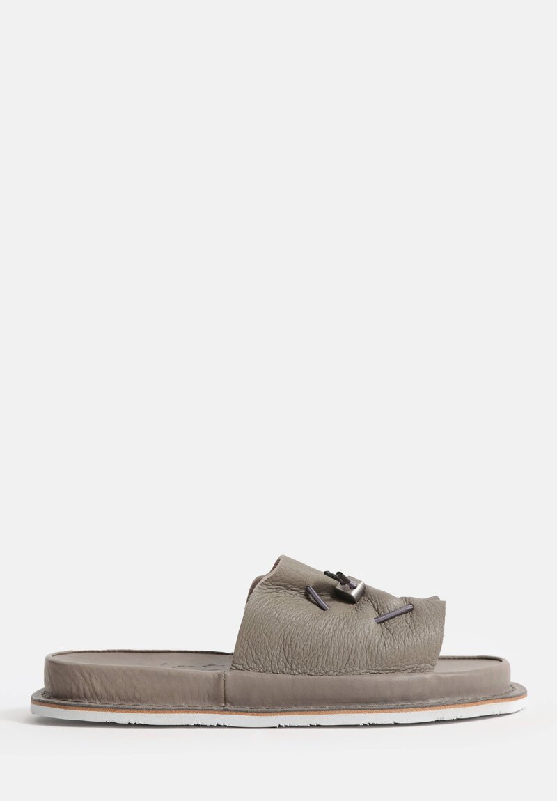 Trippen Leather Slip-On Synergy Sandal in Cement Gray