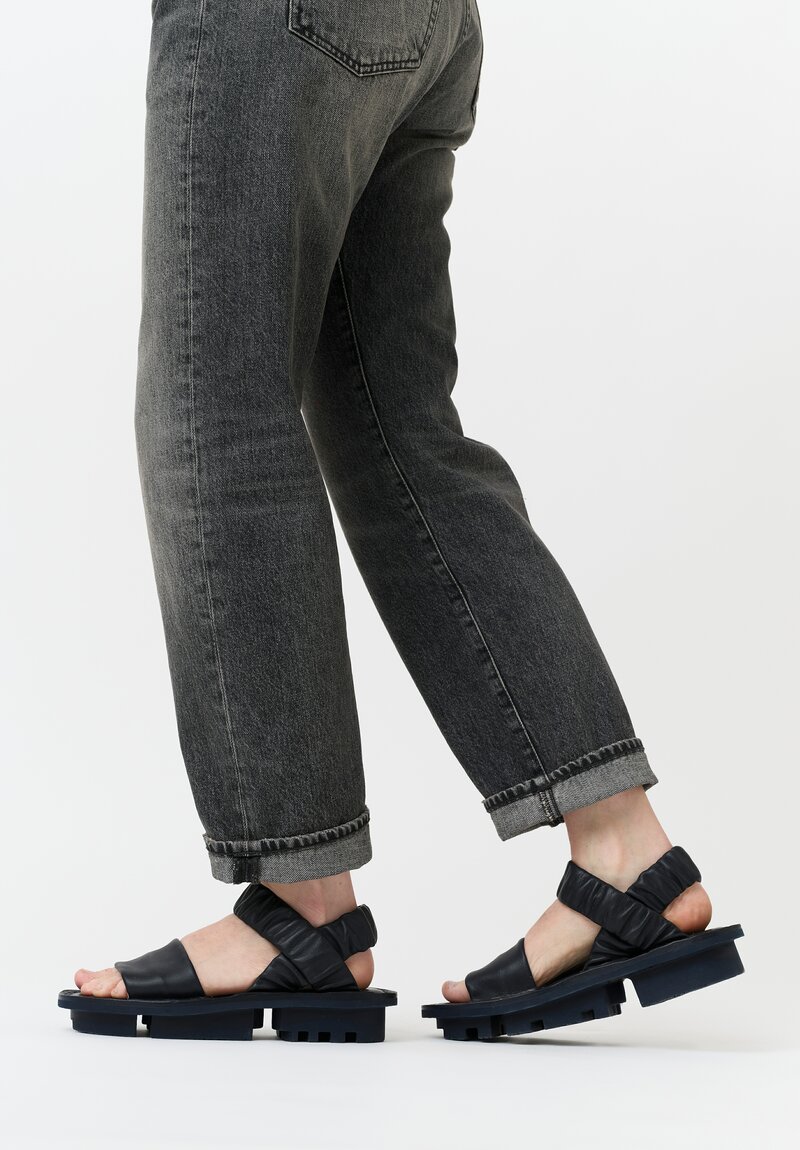 Trippen Leather Synchron Sandal in Navy Blue