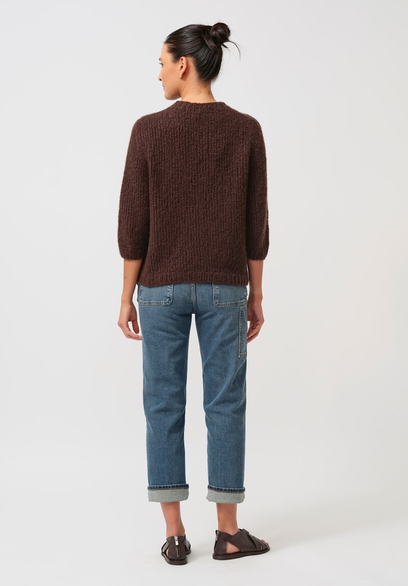 Wommelsdorff Hand-Knit Momo Cashmere & Silk Sweater in Umbra Brown	