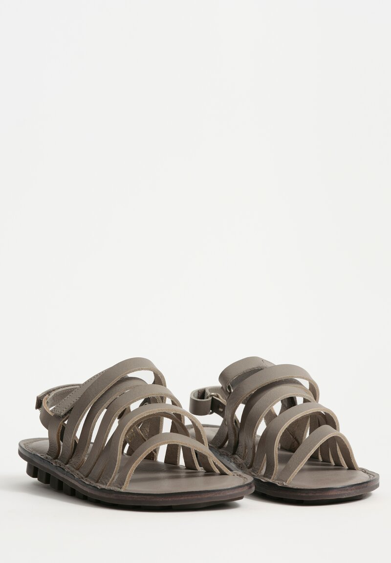 Trippen Leather Growth Sandals in Cement Gray