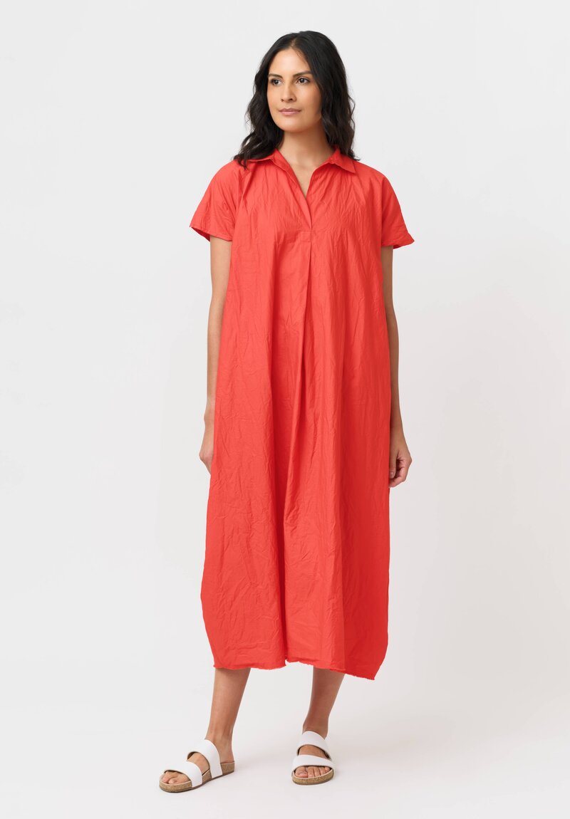 Daniela Gregis Washed Cotton Stretto Dress in Rosso Red