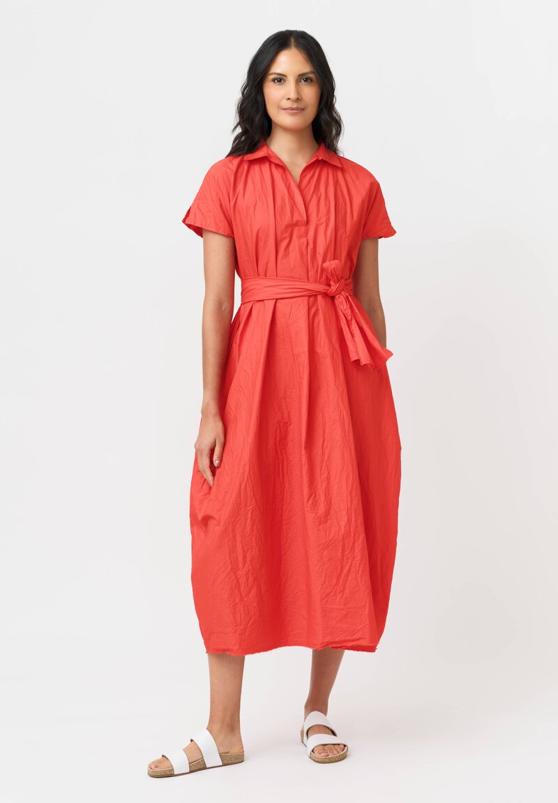 Daniela Gregis Washed Cotton Stretto Dress in Rosso Red