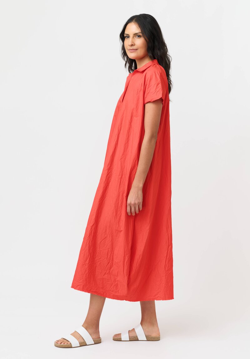 Daniela Gregis Washed Cotton Stretto Dress in Rosso Red