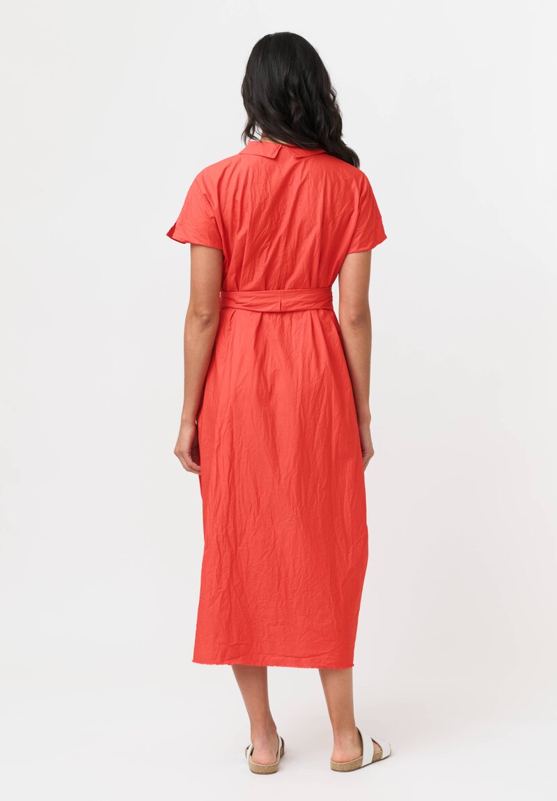 Daniela Gregis Washed Cotton Stretto Dress in Rosso Red