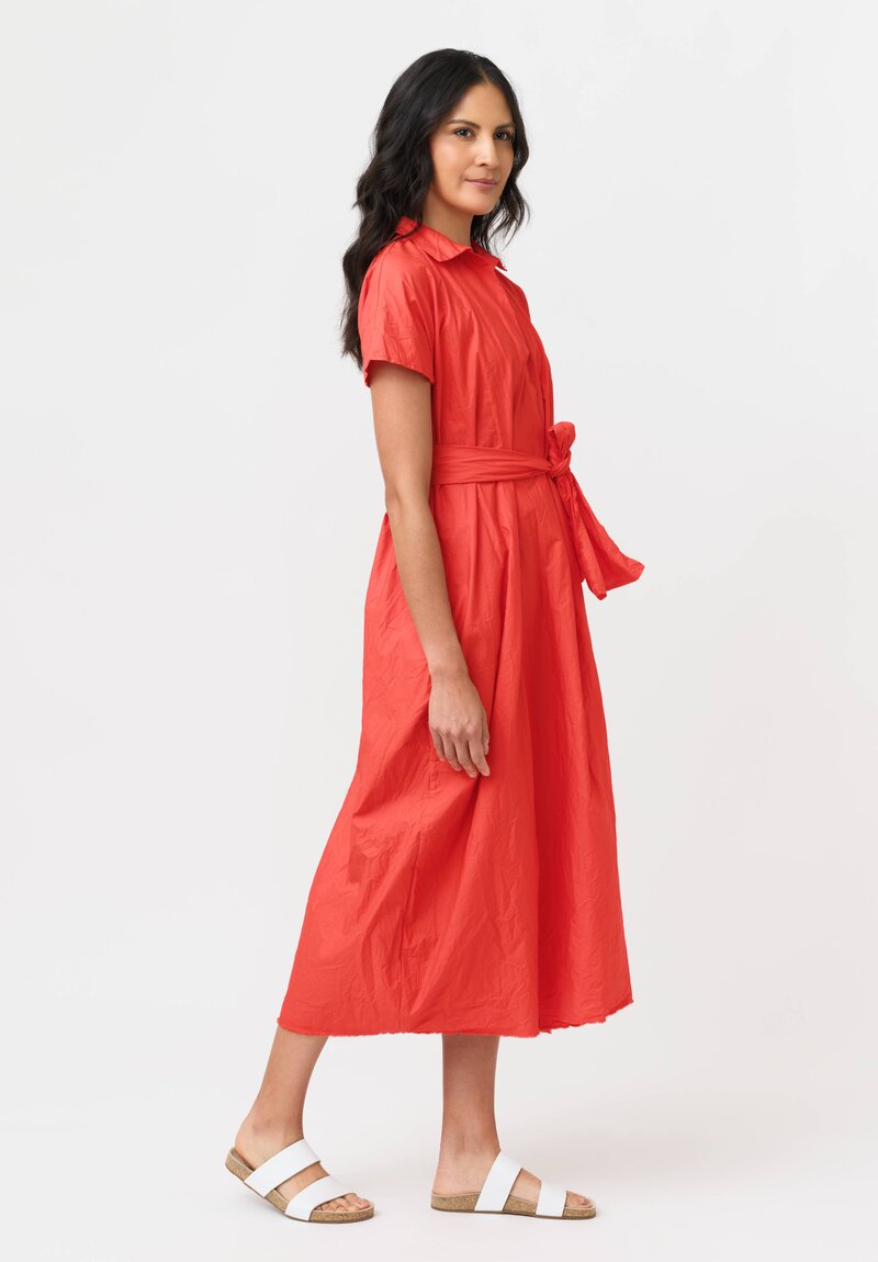Daniela Gregis Washed Cotton Stretto Dress in Rosso Red