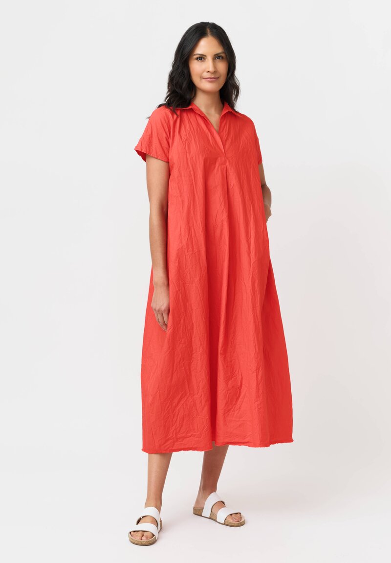 Daniela Gregis Washed Cotton Stretto Dress in Rosso Red
