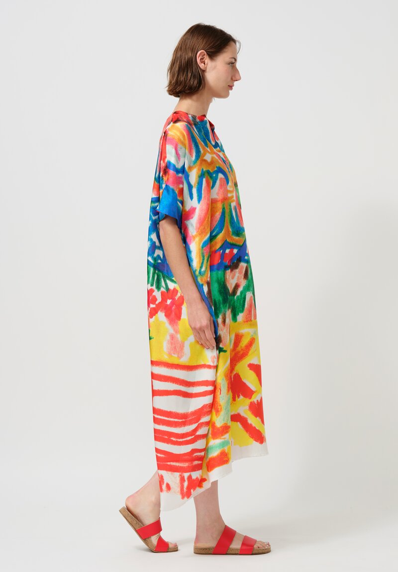 Daniela Gregis Silk Manichina Dress in Basilico Drawing