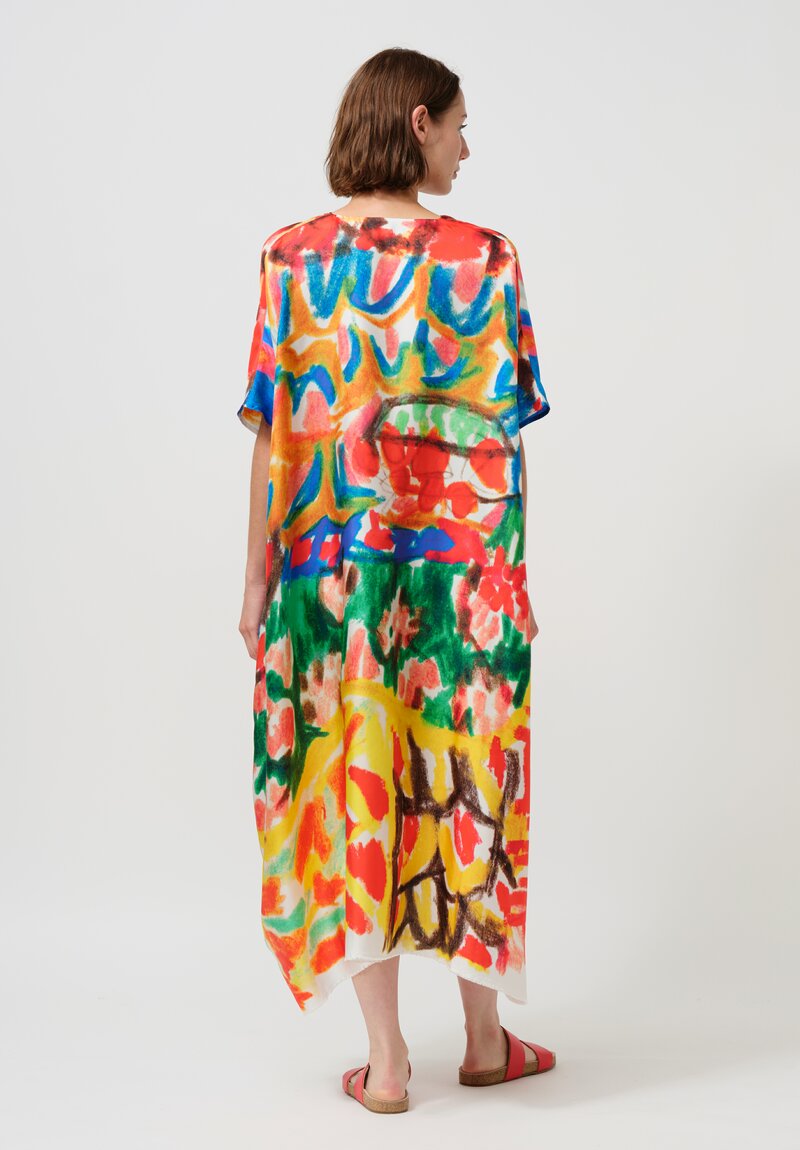 Daniela Gregis Silk Manichina Dress in Basilico Drawing