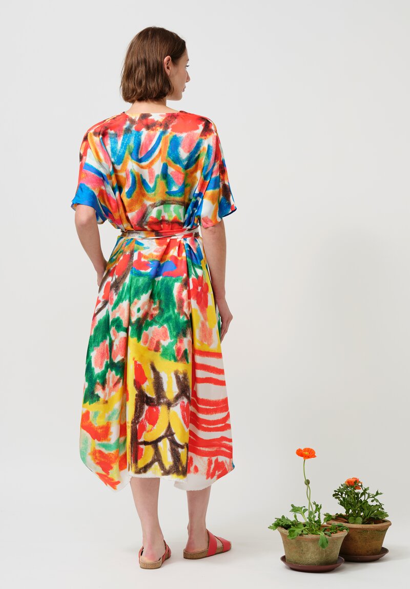 Daniela Gregis Silk Manichina Dress in Basilico Drawing